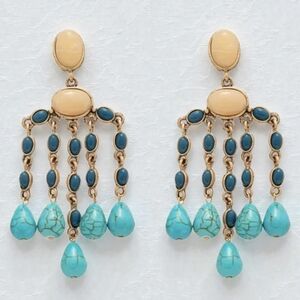 New Oversized Boho Turquoise Dangle Earrings